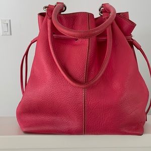 Cole Haan Large Hot Pink Drawstring Bucket Bag